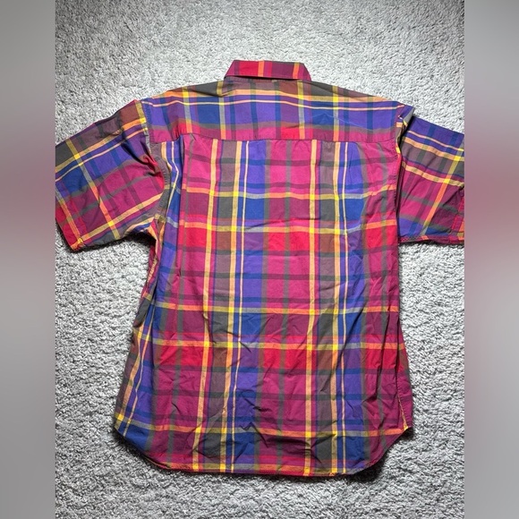 Christian Dior Shirt Mens Extra Large Button Up Plaid Short Sleeve Cotton Beach - Picture 4 of 5